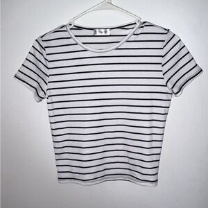 Women’s black and white striped t-shirt, large